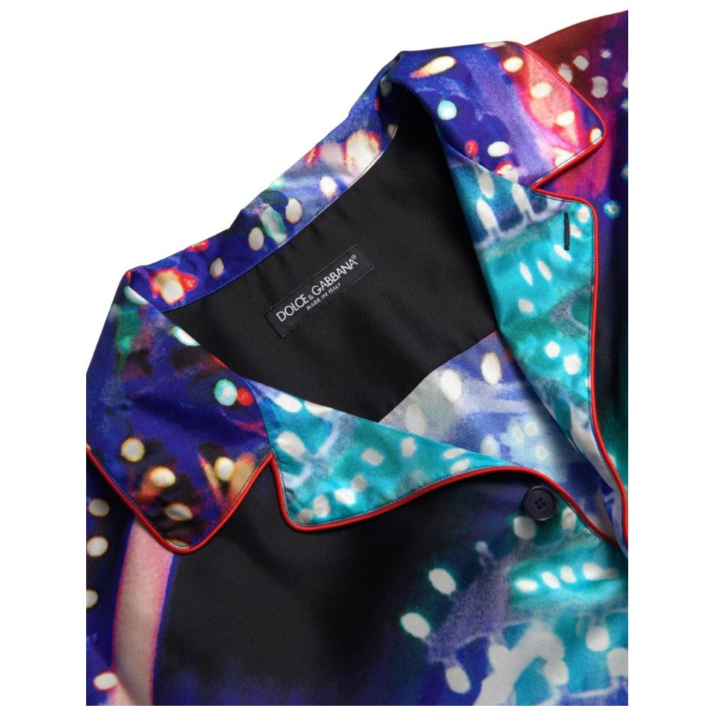 Dolce & Gabbana Psychedelic Print Silk Pajama Shirt Dolce & Gabbana