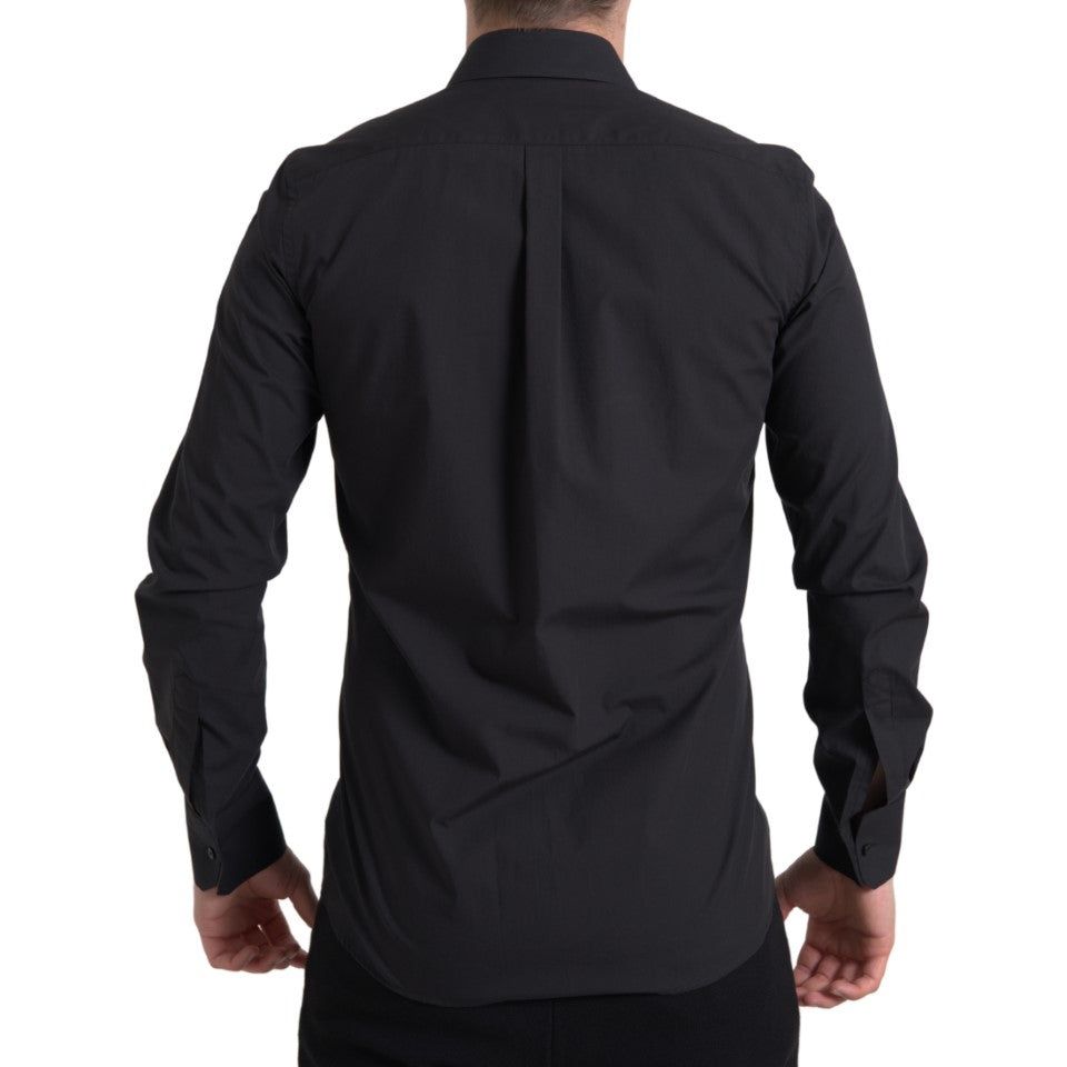 Dolce & Gabbana Elegant Slim Fit Black Cotton Dress Shirt Dolce & Gabbana