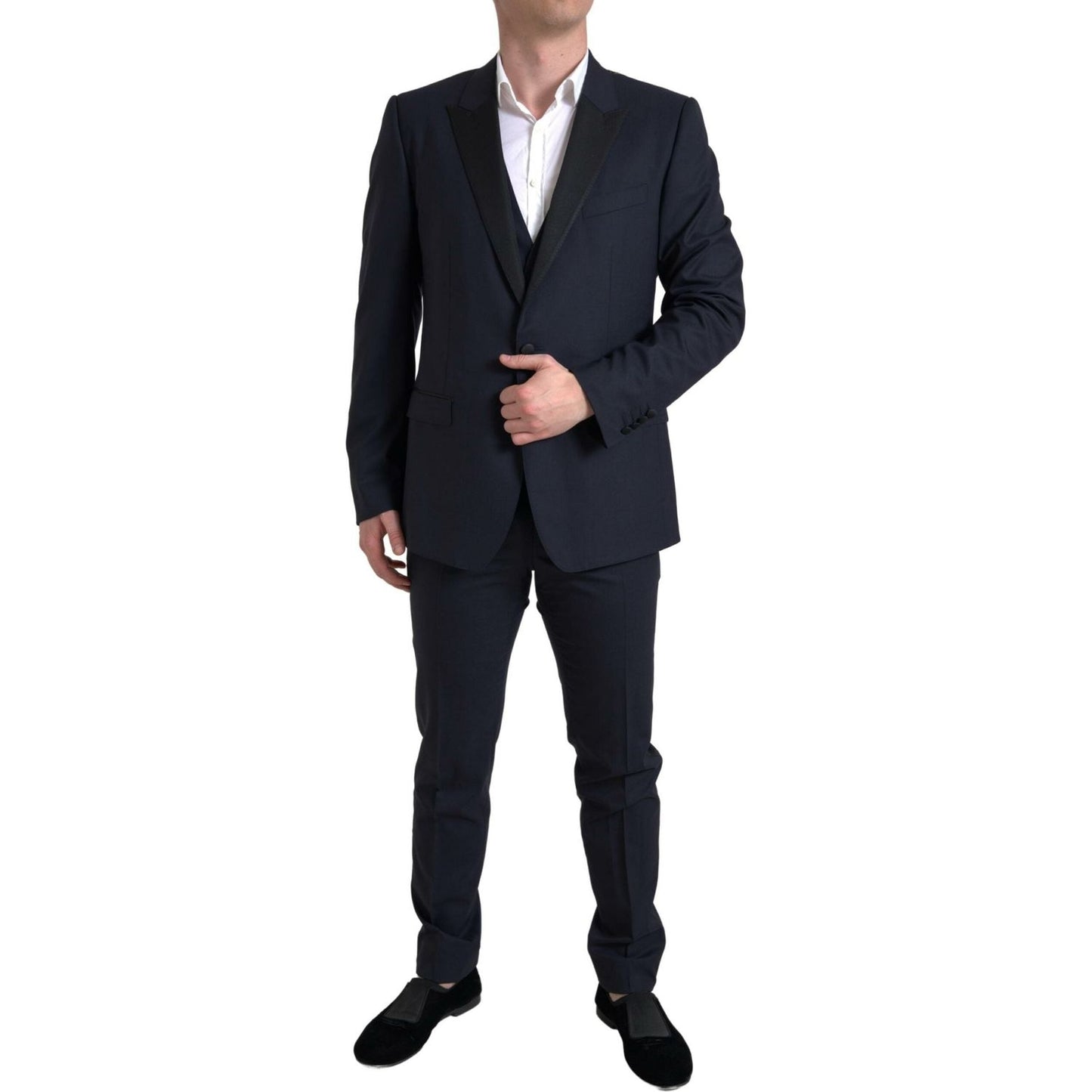 Dolce & Gabbana Elegant Blue & Black Martini Slim Fit Suit Dolce & Gabbana