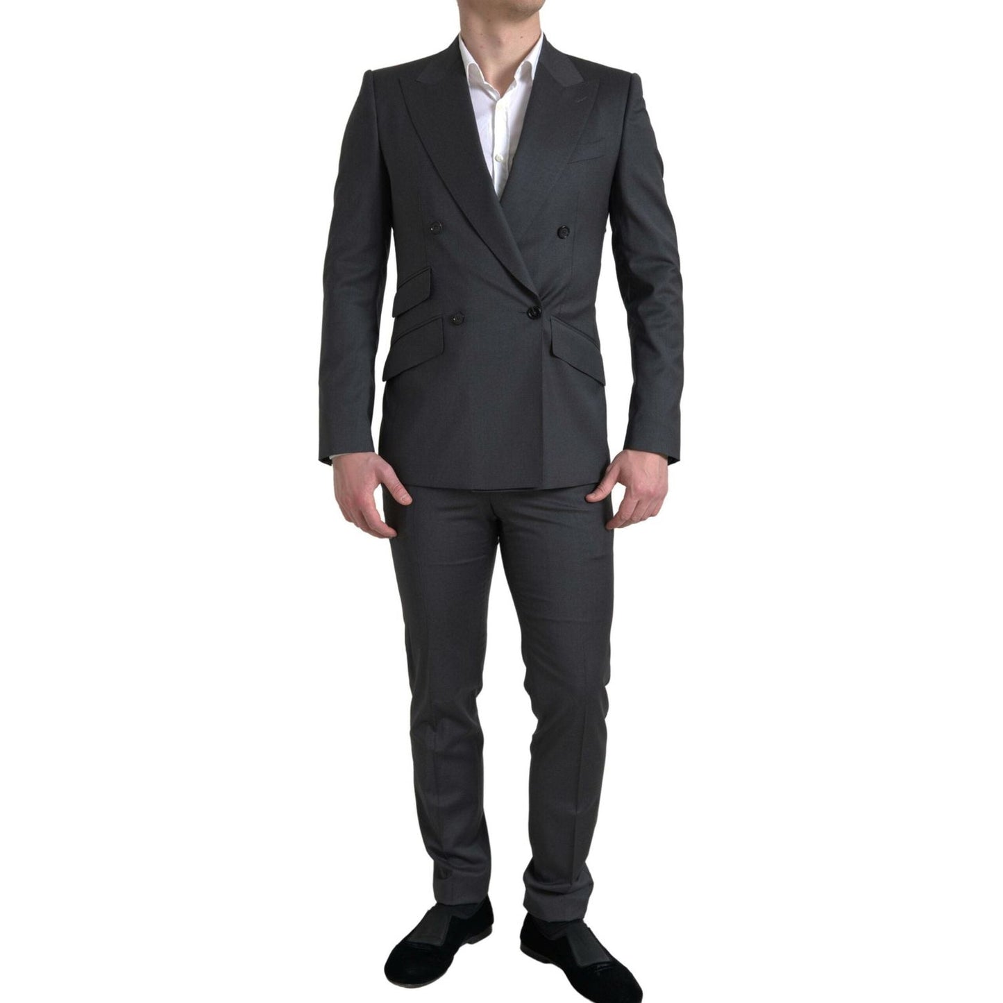 Dolce & Gabbana Sleek Grey Slim Fit Double Breasted Suit Dolce & Gabbana