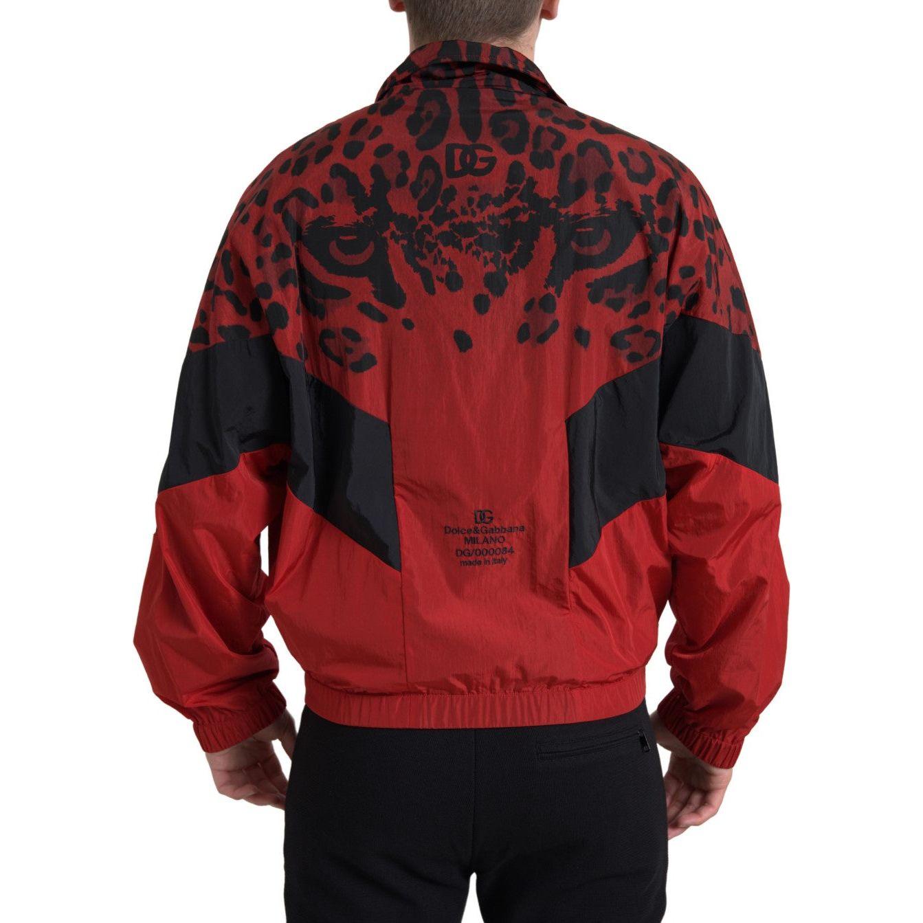 Dolce & Gabbana Red Leopard Zip Sweater Jacket Dolce & Gabbana