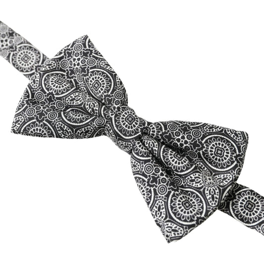 Dolce & Gabbana Elegant Black & White Silk Bow Tie Dolce & Gabbana