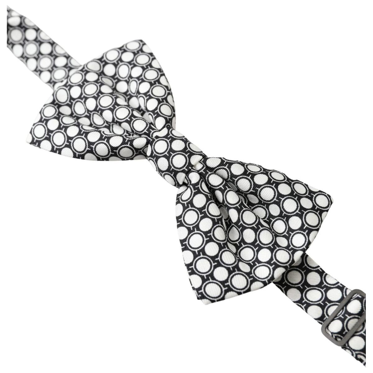 Dolce & Gabbana Elegant Silk Black and White Circle Bow Tie Dolce & Gabbana