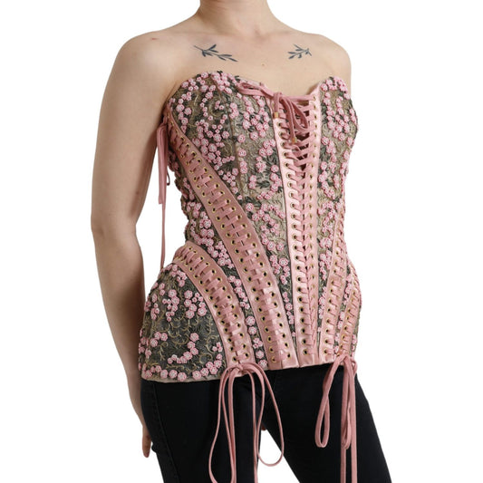 Dolce & Gabbana Silken Nylon Bustier Corset Top in Pink Dolce & Gabbana