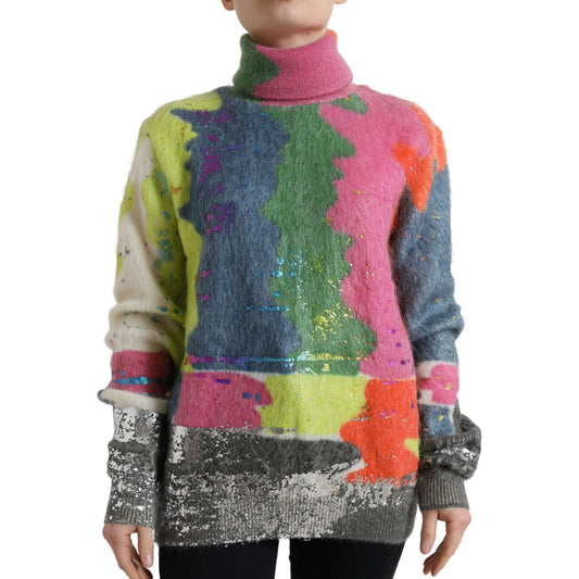 Dolce & Gabbana Multicolor Mohair Stripe Turtleneck Sweater Dolce & Gabbana