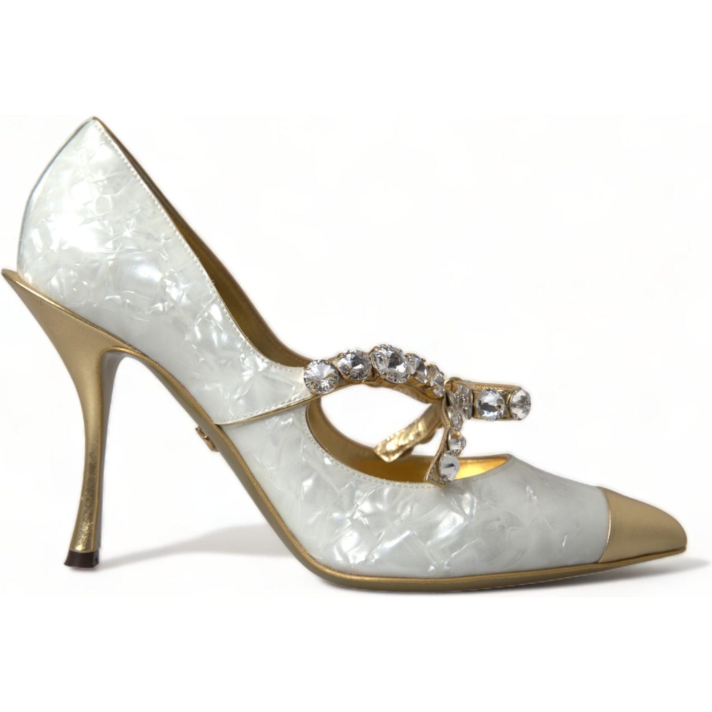 Dolce & Gabbana Elegant White Patent Crystal Bow Heels Dolce & Gabbana