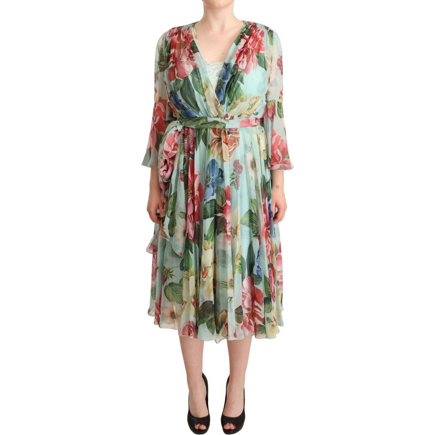 Dolce & Gabbana Floral Silk Midi Wrap Dress Dolce & Gabbana