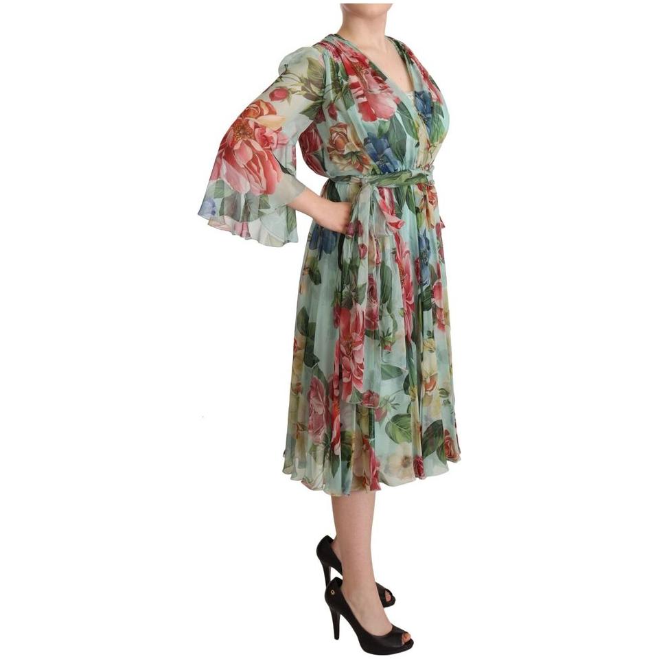 Dolce & Gabbana Floral Silk Midi Wrap Dress Dolce & Gabbana