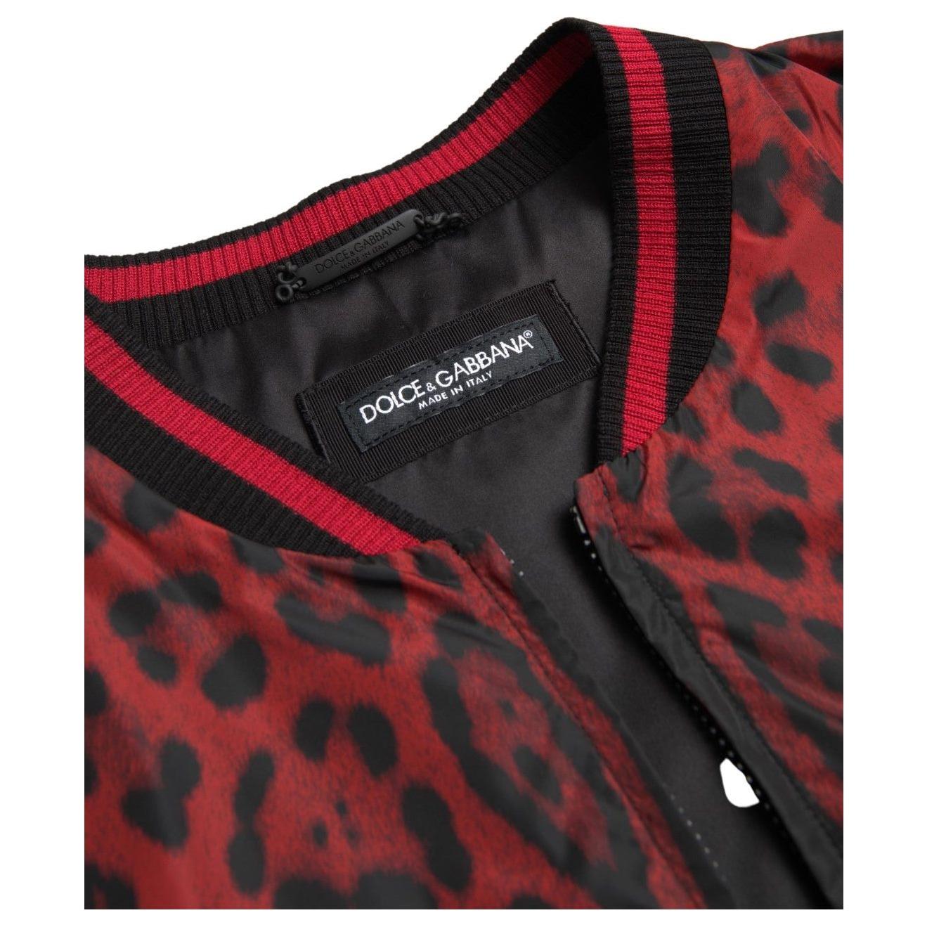 Dolce & Gabbana Red Leopard Print Bomber Jacket Dolce & Gabbana