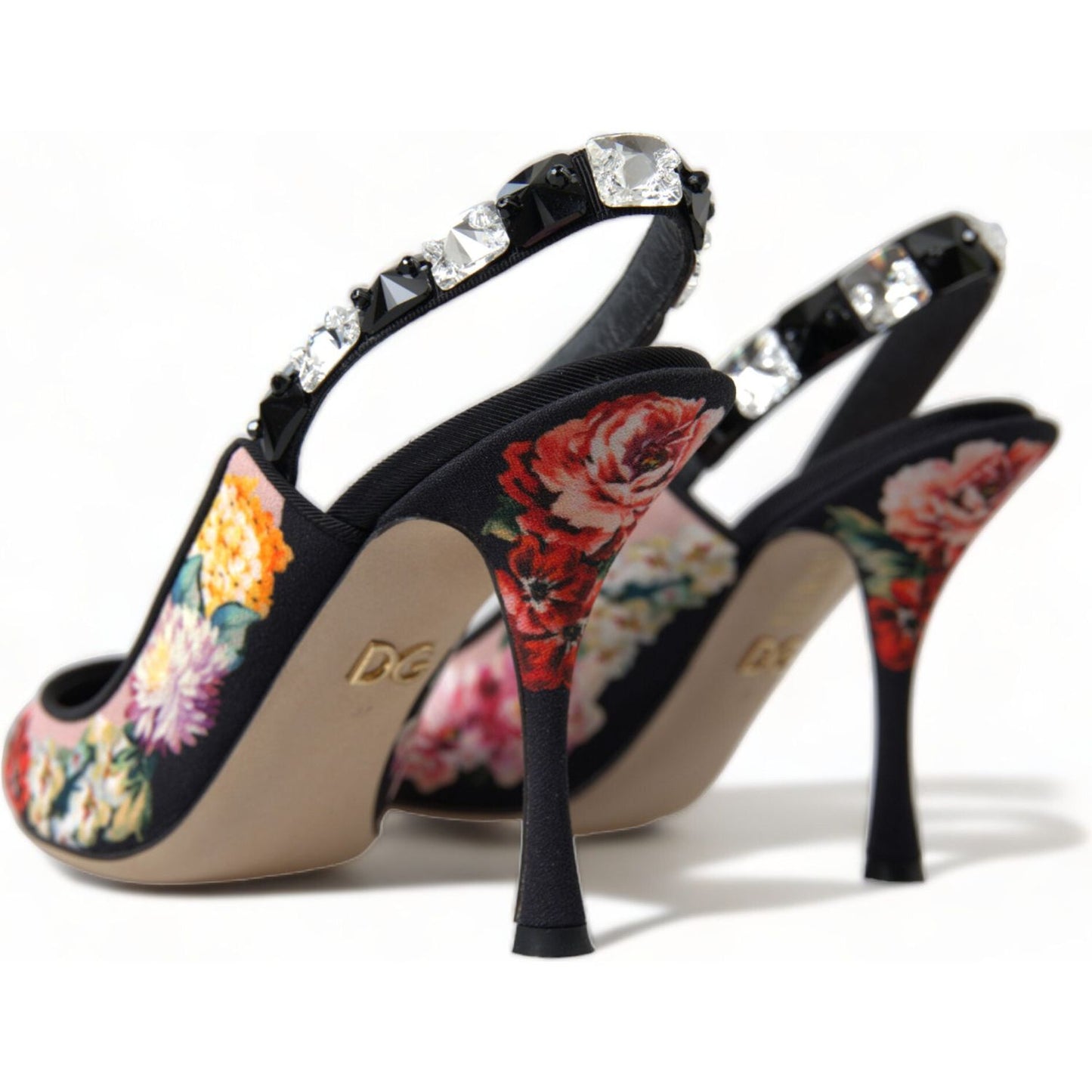 Dolce & Gabbana Floral Slingback Heels with Luxe Crystal Details Dolce & Gabbana