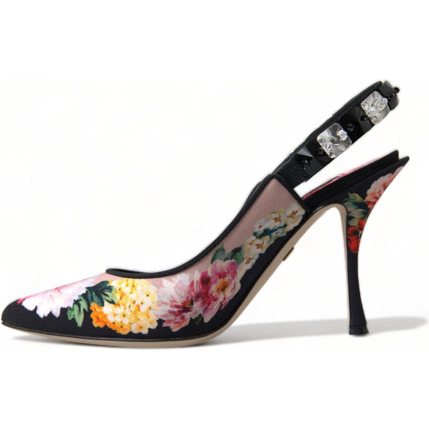 Dolce & Gabbana Floral Slingback Heels with Luxe Crystal Details Dolce & Gabbana