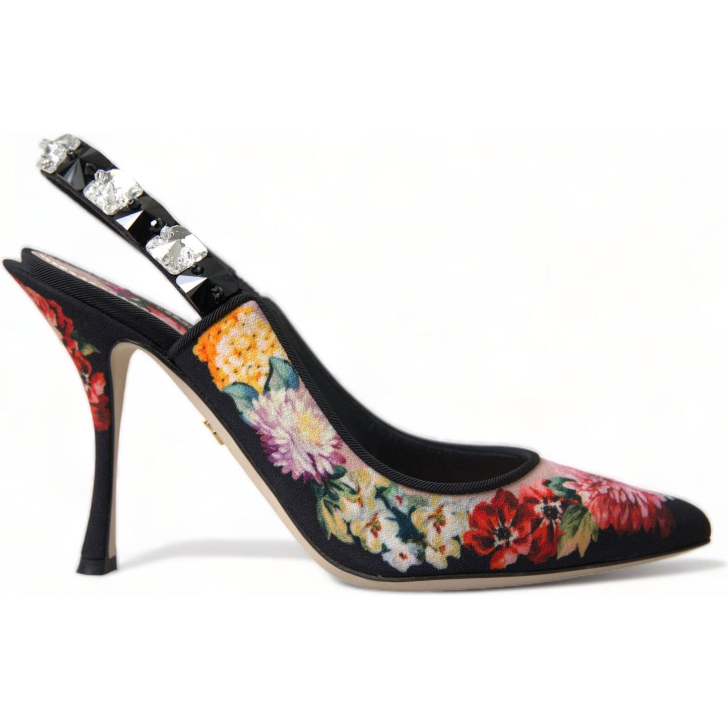 Dolce & Gabbana Floral Slingback Heels with Luxe Crystal Details Dolce & Gabbana