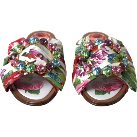 Dolce & Gabbana Exquisite Floral Print Flat Sandals Dolce & Gabbana