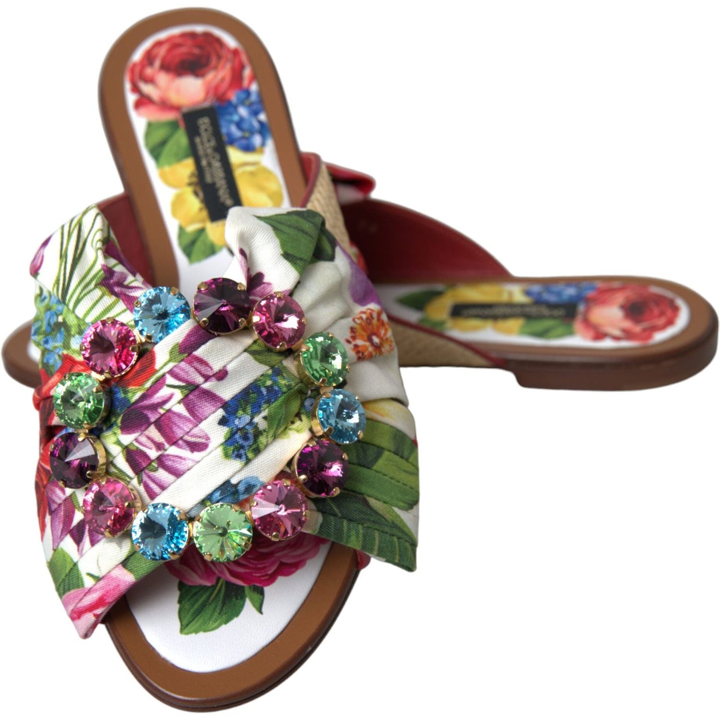 Dolce & Gabbana Exquisite Floral Print Flat Sandals Dolce & Gabbana