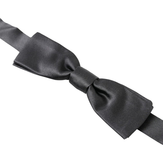 Dolce & Gabbana Elegant Dark Anthracite Silk Bow Tie Dolce & Gabbana