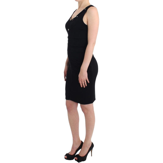 Roccobarocco Elegant Black Sheath Knee-Length Dress Roccobarocco