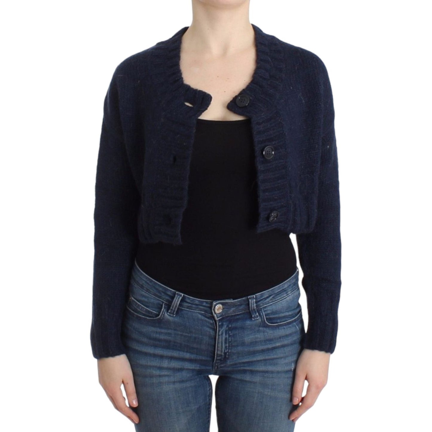 John Galliano Chic Cropped Blue Cardigan John Galliano