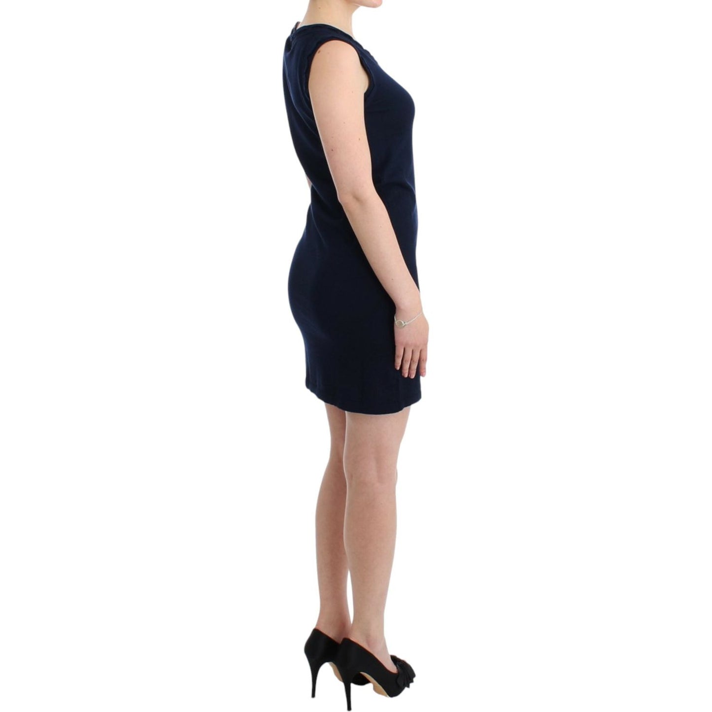 John Galliano Elegant Knee-Length Blue Cotton Dress John Galliano