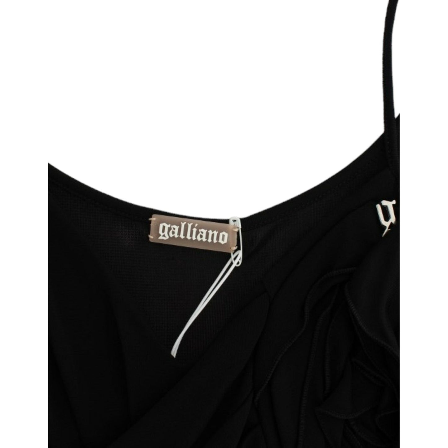 John Galliano Elegant Black Jersey Knee-Length Dress Dresses John Galliano