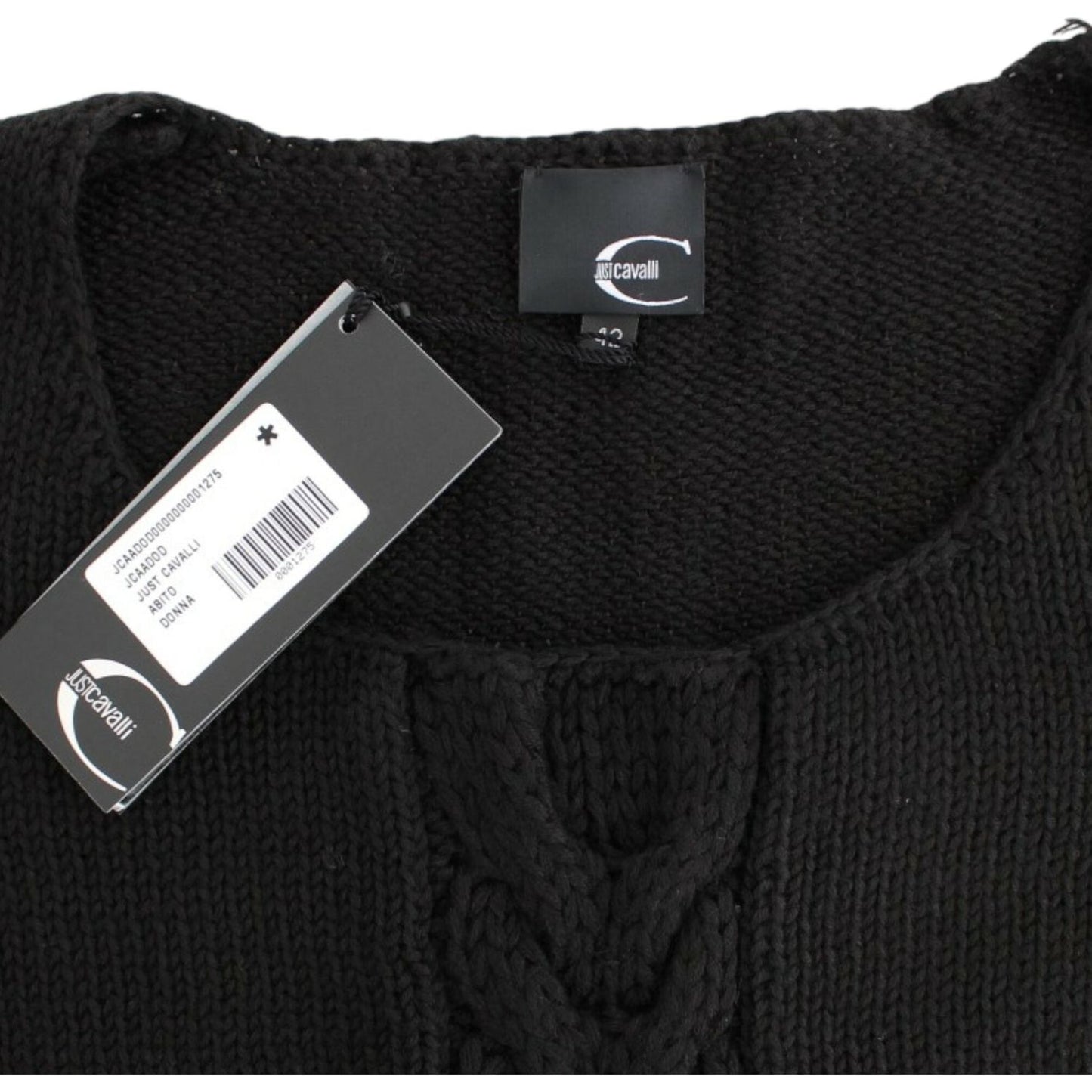 Cavalli Alluring Black Knitted Crew Neck Sweater Cavalli