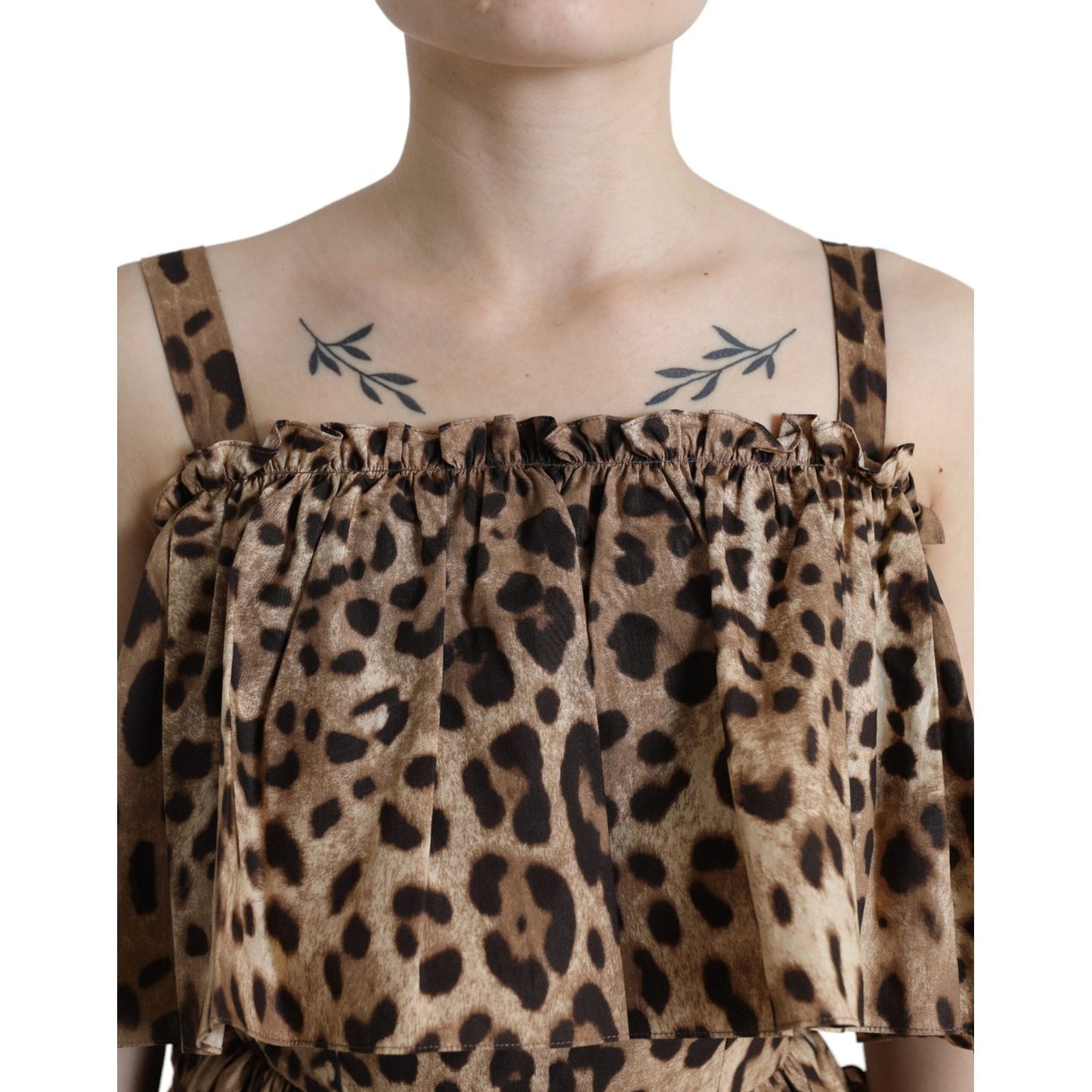 Dolce & Gabbana Leopard Print A-Line Cotton Dress Dolce & Gabbana