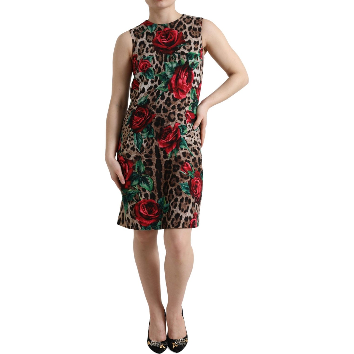 Dolce & Gabbana Elegant Leopard Floral A-Line Dress Dolce & Gabbana