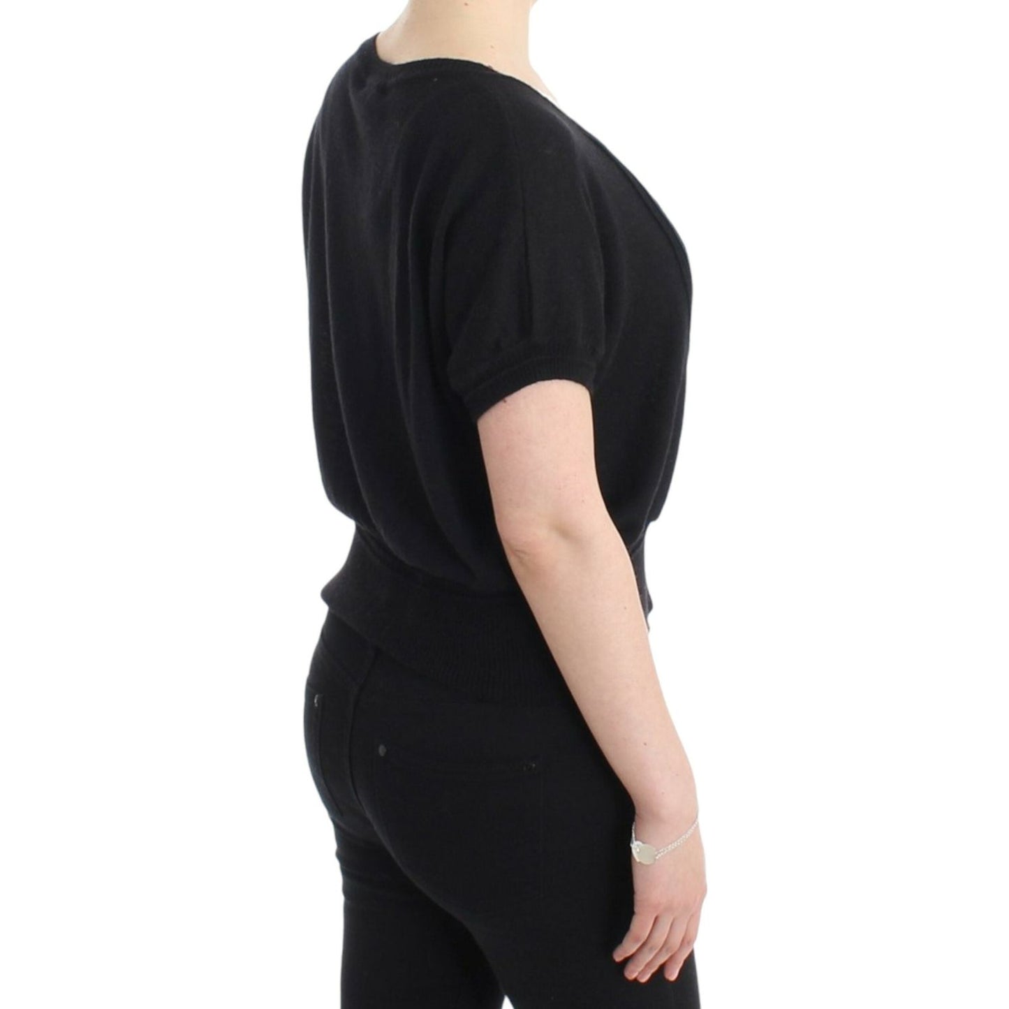 Cavalli Elegant Short Sleeved Black Jumper Cavalli