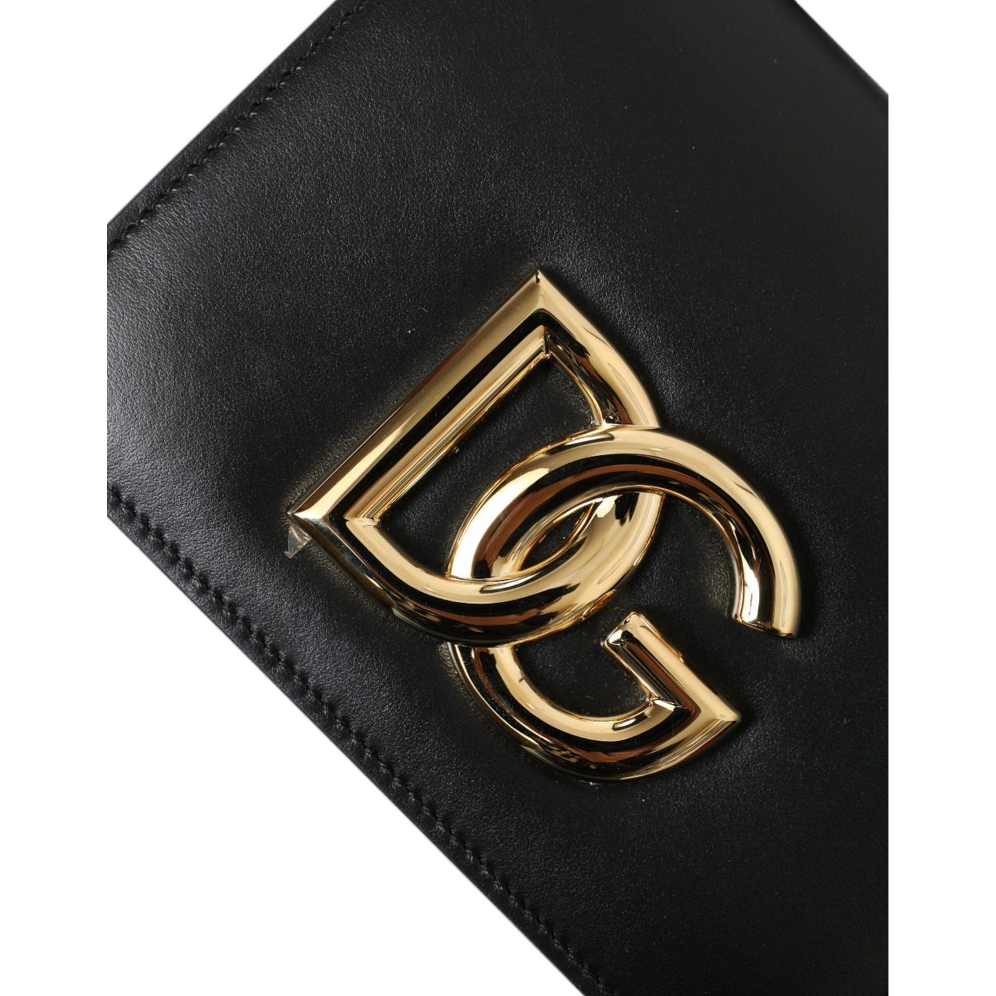 Dolce & Gabbana Elegant Black Leather Belt Bag with Gold Accents Dolce & Gabbana