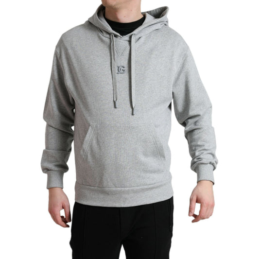 Dolce & Gabbana Chic Gray Logo Hooded Cotton Sweater Dolce & Gabbana