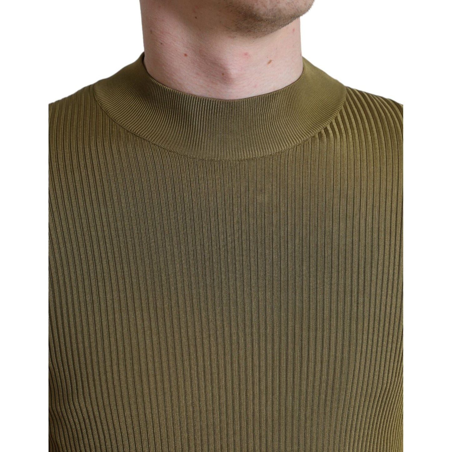 Dolce & Gabbana Army Green Viscose Crew Neck Sweater Dolce & Gabbana