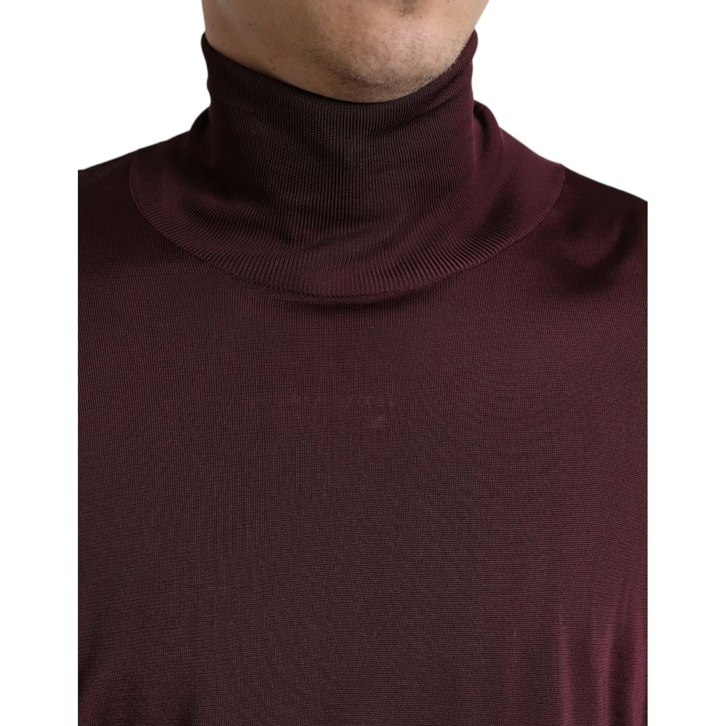 Dolce & Gabbana Maroon Turtleneck Viscose Sweater Dolce & Gabbana