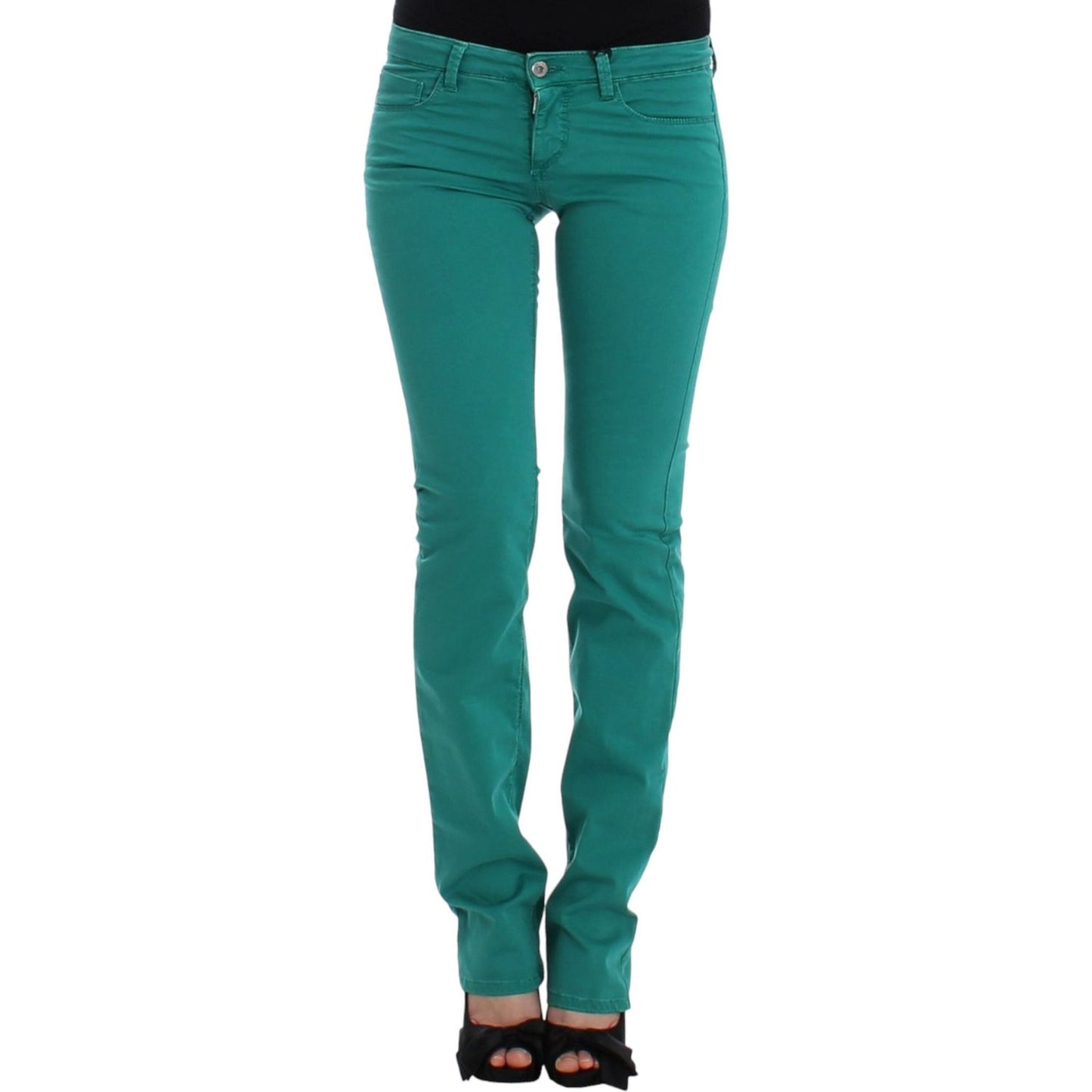 Costume National Chic Green Straight Leg Jeans for Sophisticated Style Costume National