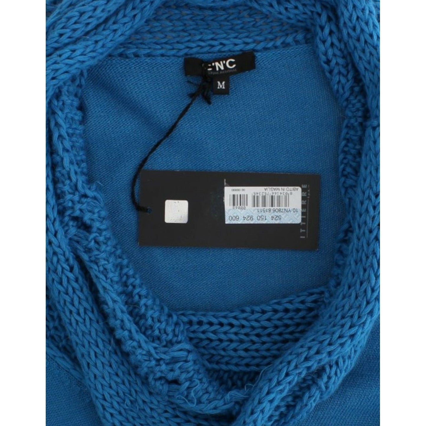 Costume National Chic Blue Scoop Neck Knit Sweater Costume National