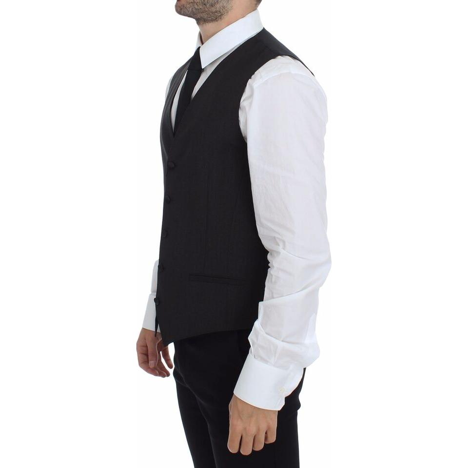 Dolce & Gabbana Elegant Gray Wool Stretch Dress Vest Dolce & Gabbana