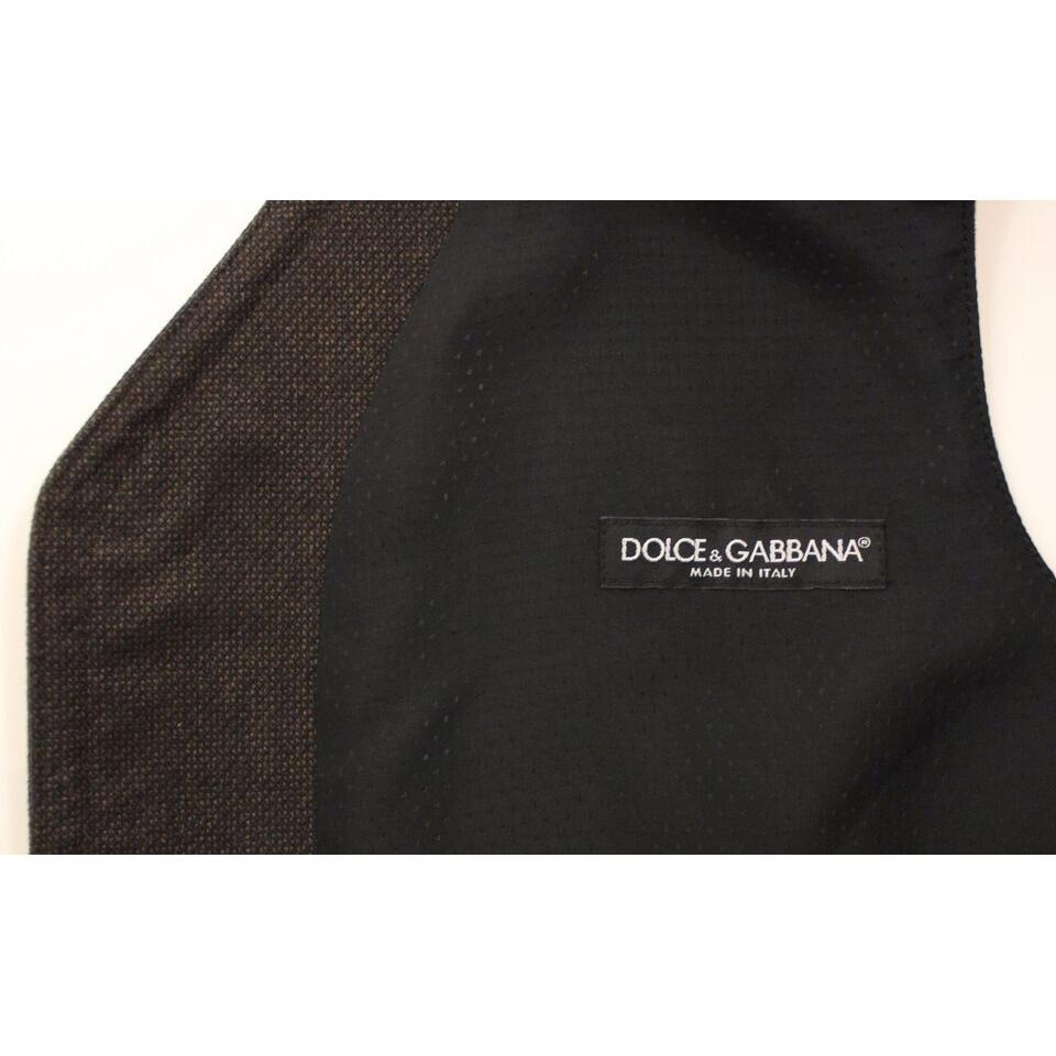 Dolce & Gabbana Elegant Brown Cotton Blend Dress Vest Dolce & Gabbana