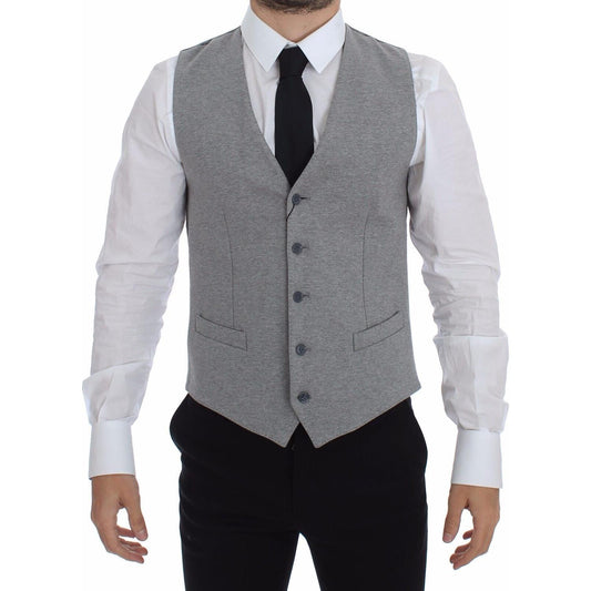 Dolce & Gabbana Elegant Gray Cotton Stretch Dress Vest Dolce & Gabbana