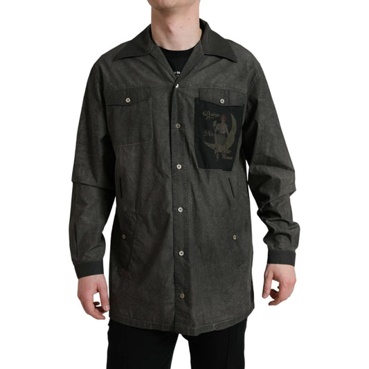 Dolce & Gabbana Elegant Dark Gray Cotton Button-Down Shirt Dolce & Gabbana