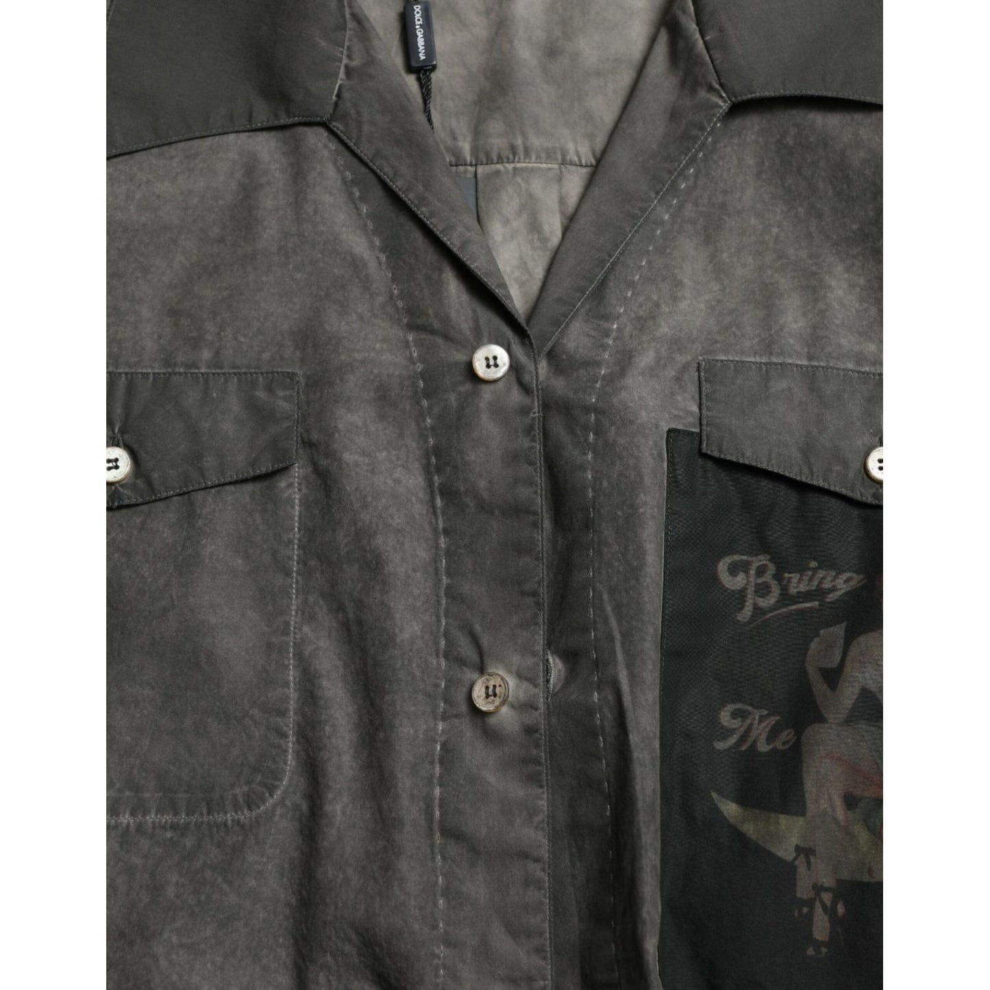 Dolce & Gabbana Elegant Dark Gray Cotton Button-Down Shirt Dolce & Gabbana