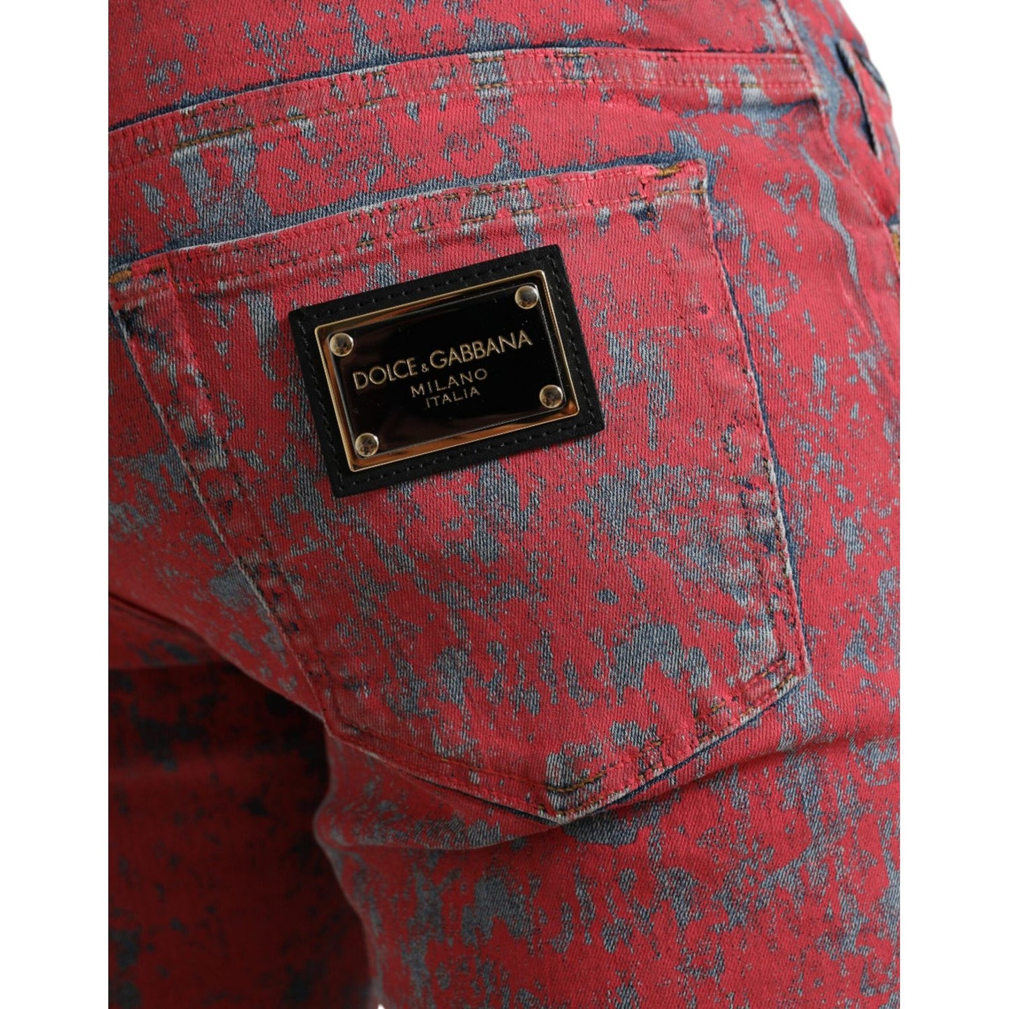 Dolce & Gabbana Red Tie Dye Skinny Denim Jeans Dolce & Gabbana