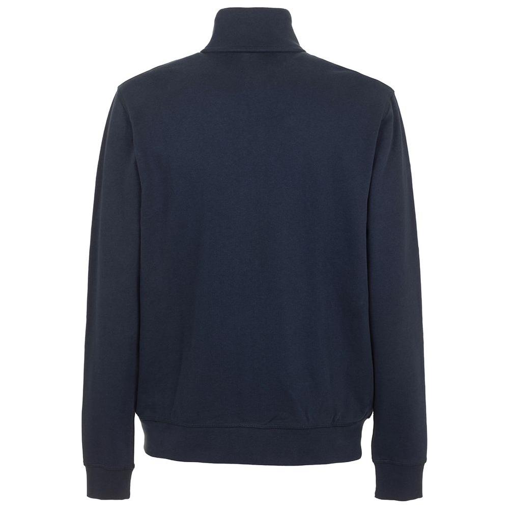 Fred Mello Chic Blue Cotton Turtleneck Sweatshirt with Zip Fred Mello