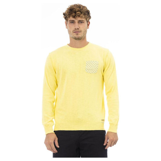 Baldinini Trend Yellow Cotton Men Sweater Baldinini Trend