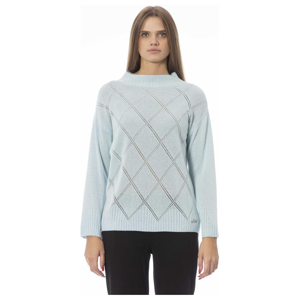 Baldinini Trend Light Blue Wool Women Sweater Baldinini Trend