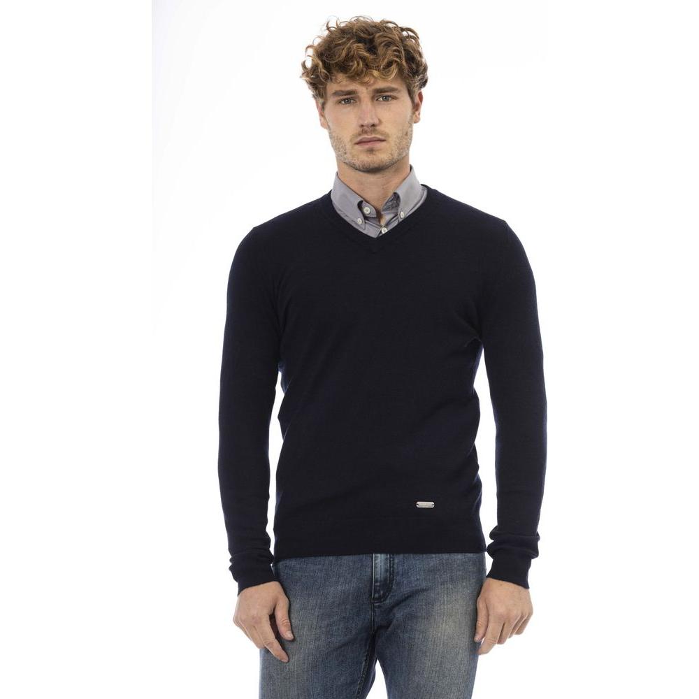 Baldinini Trend Blue Wool Men Sweater