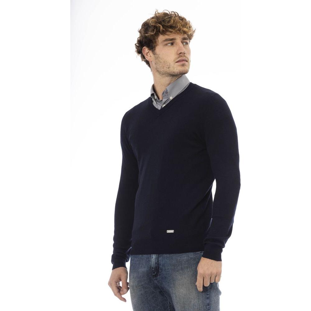 Baldinini Trend Blue Wool Men Sweater