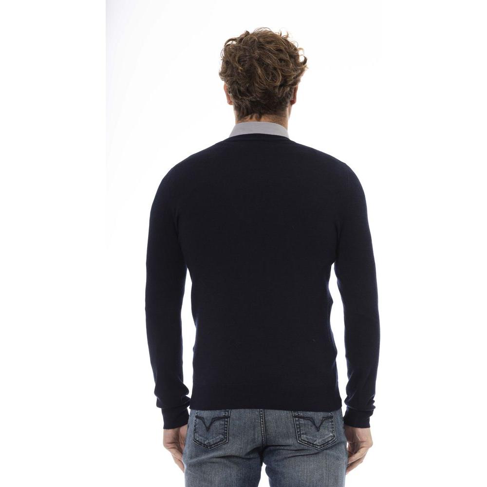 Baldinini Trend Blue Wool Men Sweater