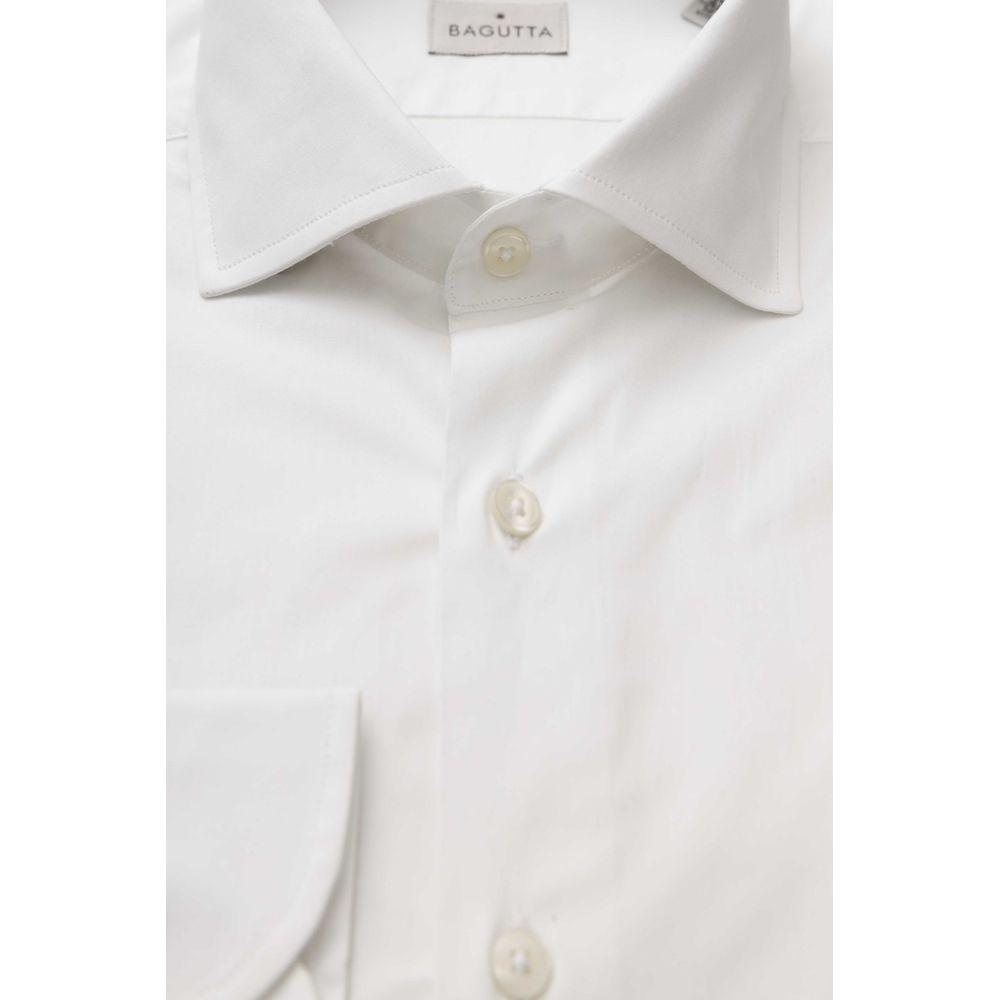 Bagutta White Cotton Men Shirt Slim Fit With French Collar Bagutta