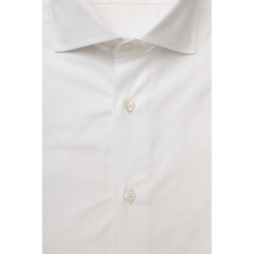 Bagutta White Cotton Men Shirt Slim Fit With French Collar Bagutta