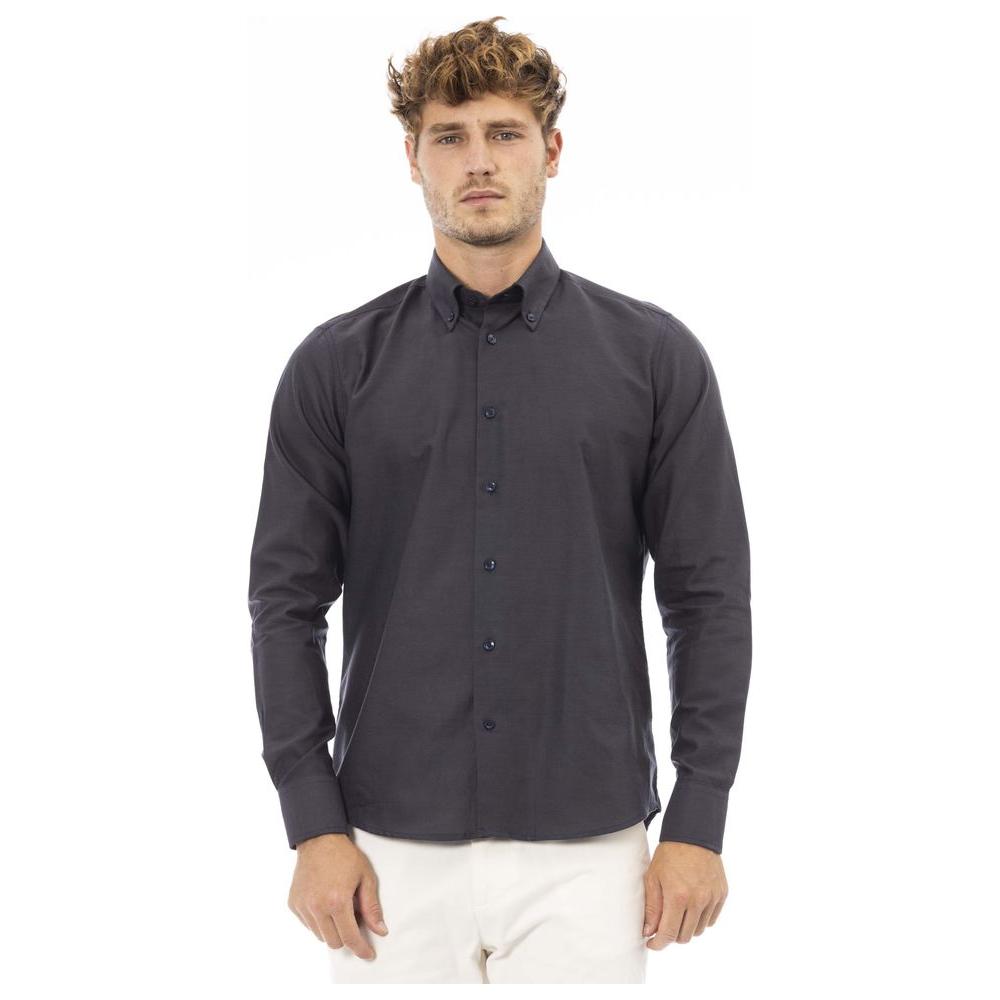 Baldinini Trend Gray Cotton Mens Shirt Baldinini Trend