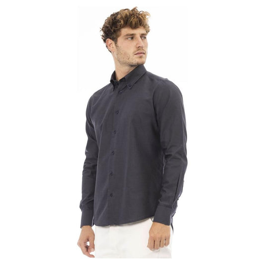 Baldinini Trend Gray Cotton Mens Shirt Baldinini Trend