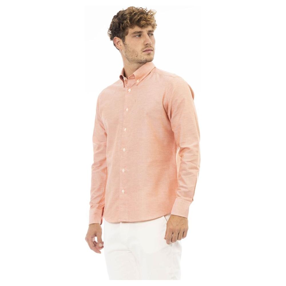 Baldinini Trend Orange Cotton Men Shirt Baldinini Trend